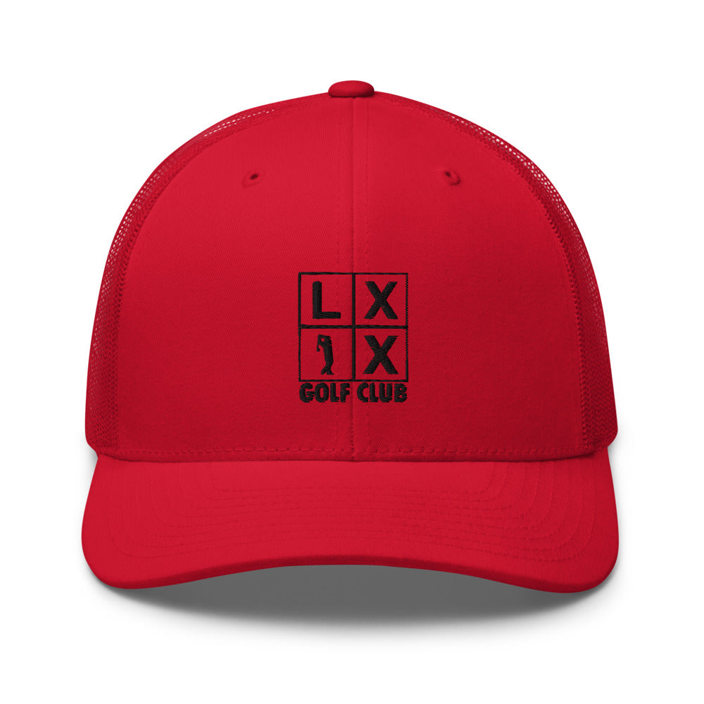 Four Box Logo Trucker Cap - Black Logo by LXIX GOLF CLUB