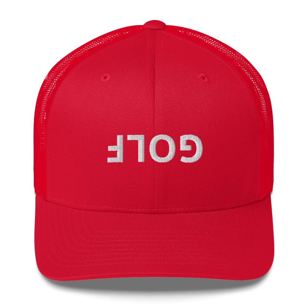 Upside Down Golf Trucker Cap - White Logo by LXIX GOLF CLUB — view 6