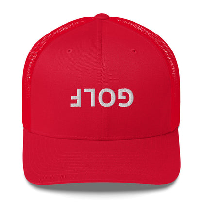 Upside Down Golf Trucker Cap - White Logo by LXIX GOLF CLUB — view 6