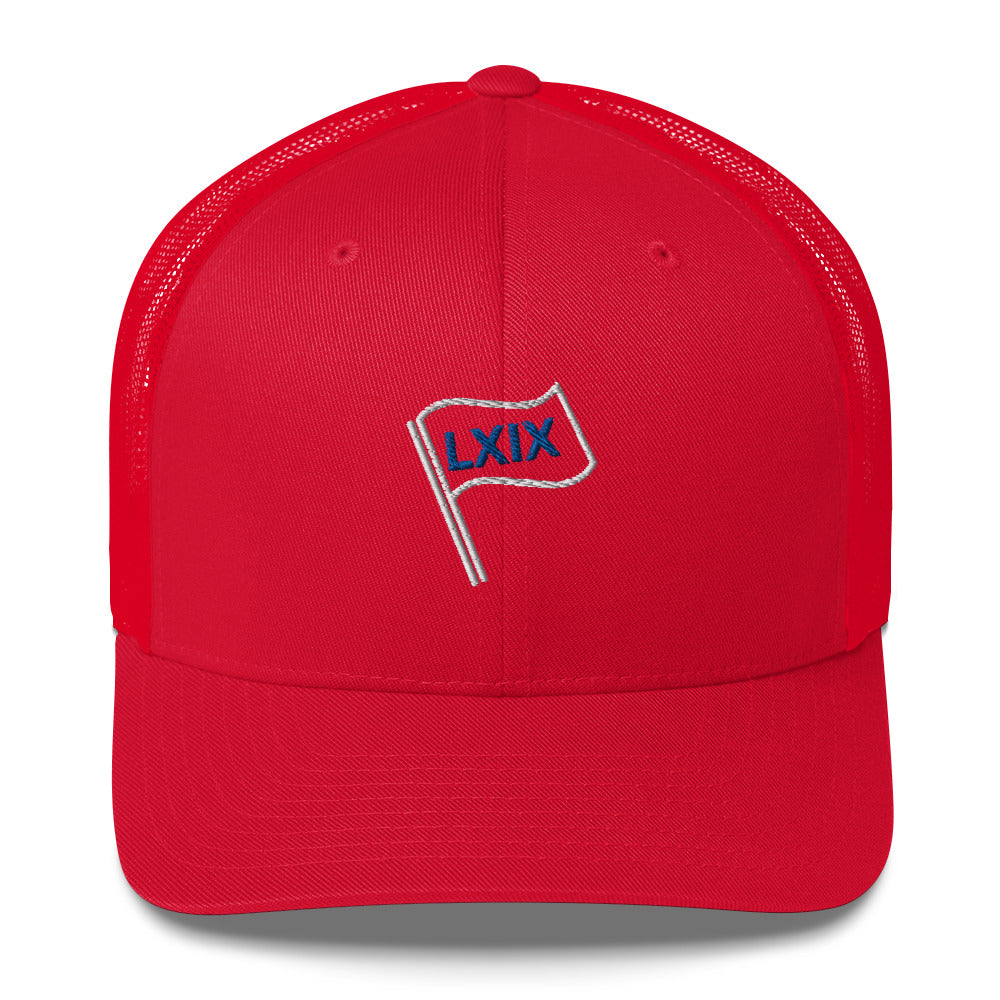 Red White and Blue Trucker Cap by LXIX GOLF CLUB