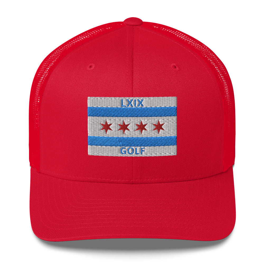 Chicago Flag Trucker Cap by LXIX GOLF CLUB — view 3