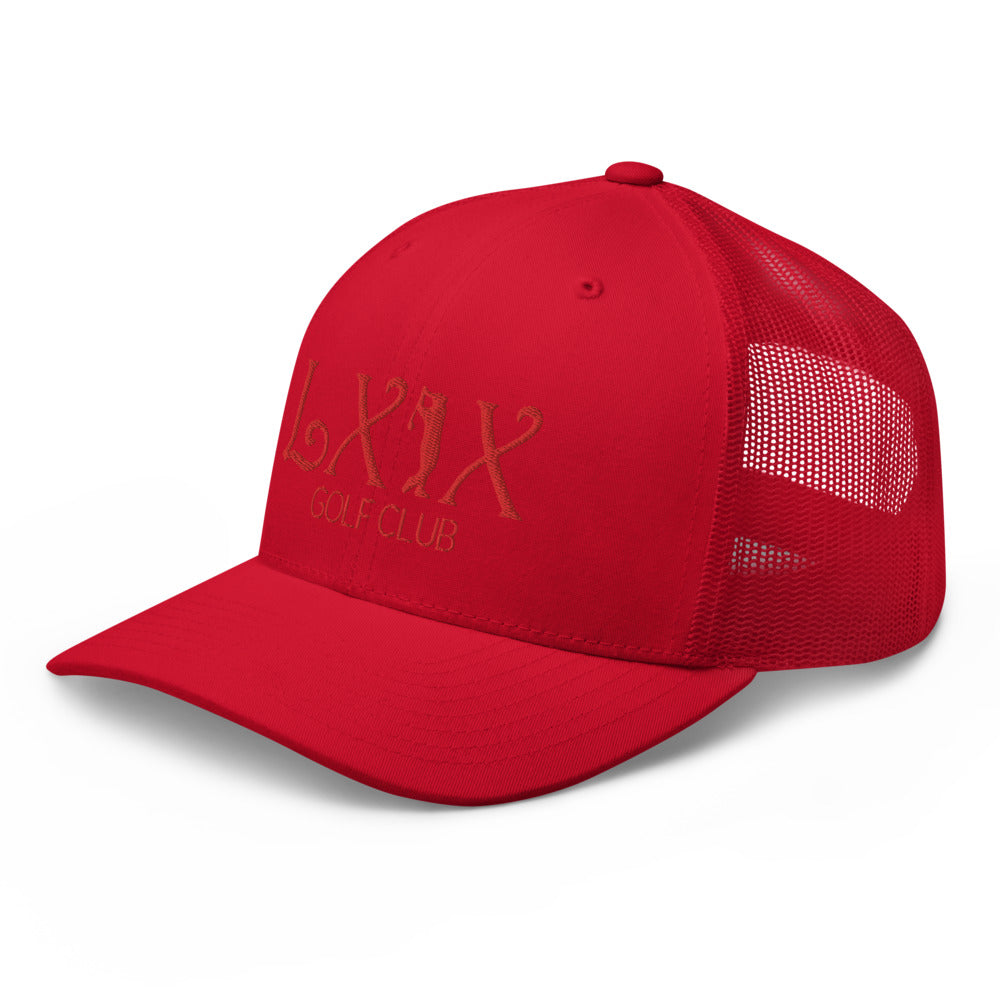 Curve Logo Trucker Cap - Red Logo by LXIX GOLF CLUB — view 28