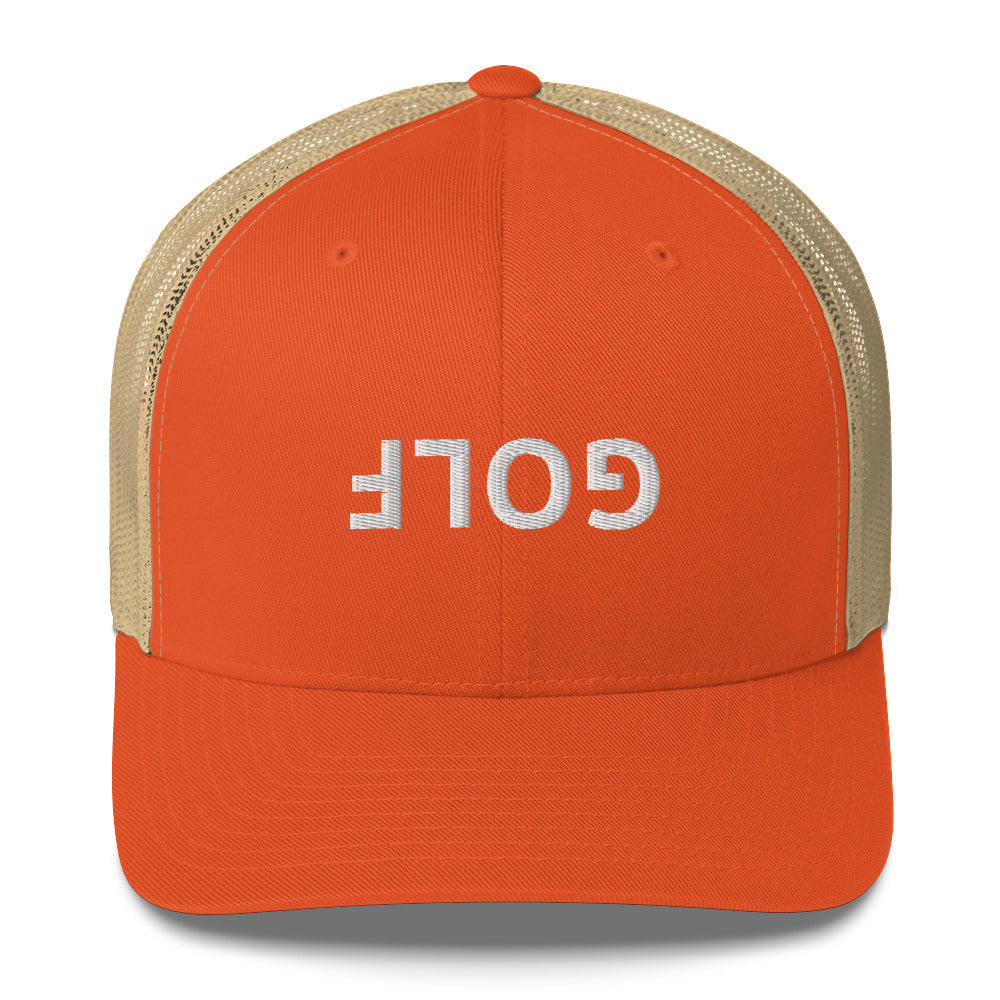 Upside Down Golf Trucker Cap - White Logo by LXIX GOLF CLUB — view 8