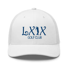 Curve Logo Trucker Cap - Blue Logo by LXIX GOLF CLUB