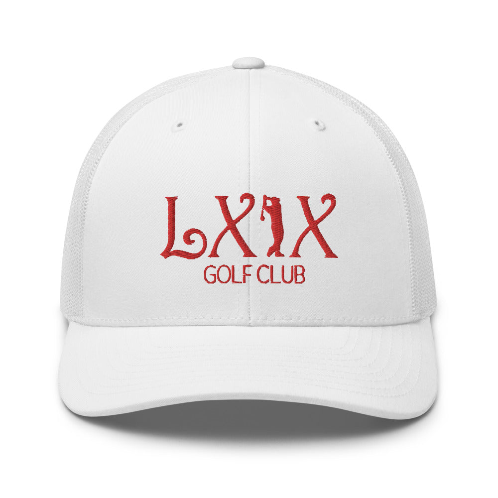 Curve Logo Trucker Cap - Red Logo by LXIX GOLF CLUB — view 55