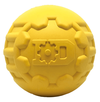 Industrial Dog Ball Rubber Chew Toy for Heavy Chewers | Yellow | USA Made | SodaPup