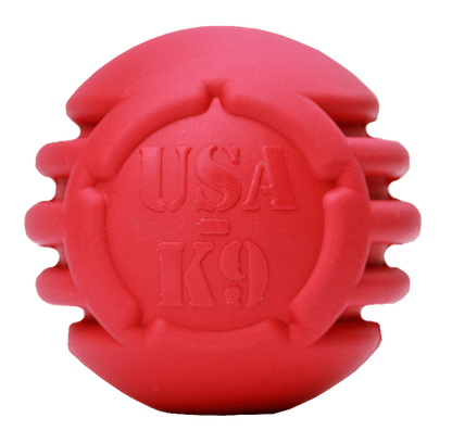 USA-K9 Stars and Stripes Rubber Dog Toy | K9 Handler Reward Toy | Red | USA Made