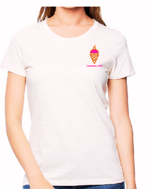 Cropped view of a woman wearing a natural cotton I Scream a Lot T-shirt